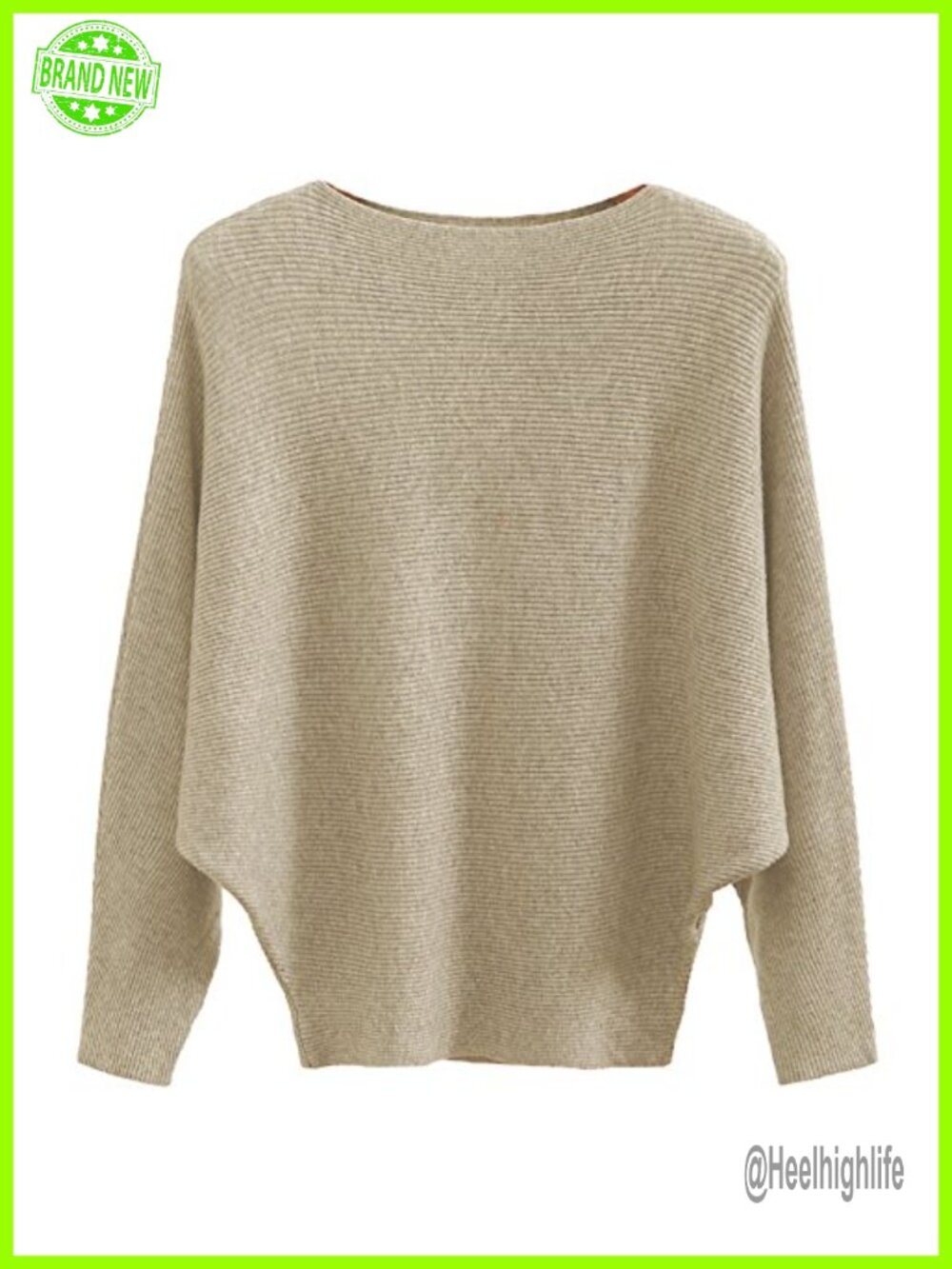 Boat Neck Batwing Sleeves Dolman Knit Sweater Pullover